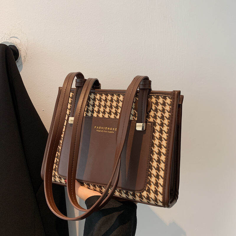 Bag 2023 New Women's Bag Summer Large Capacity Houndstooth Fashion Commuter Shoulder Tote Bag Big Bag for Students