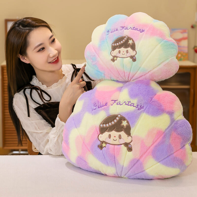 Large Shell Fan Plush Pillow Toy Cushion Bed Clamshell Ragdoll Doll Lazy Person Sofa Cushion Backrest Women