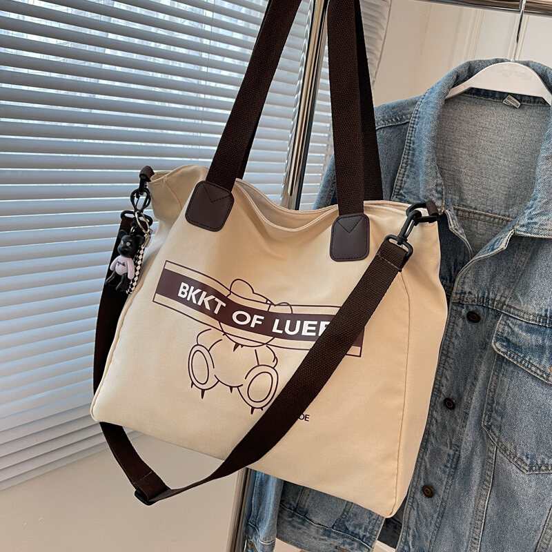 High-End Texture Versatile Large Capacity Canvas Women's Bag 2023 New Fashion Portable Tote Bag Western Style Shoulder Big Bag