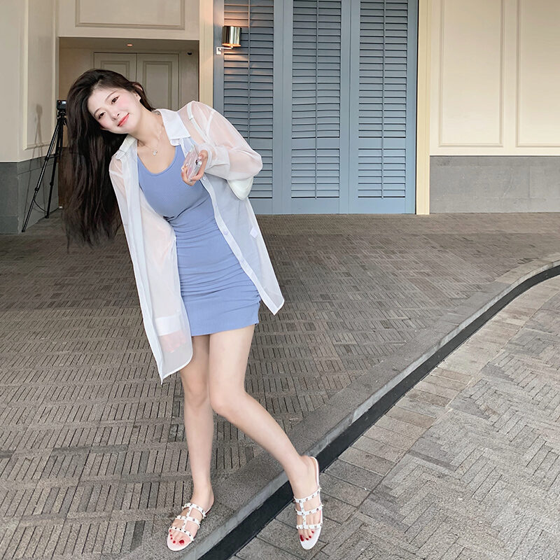 Zhou Baizi for You2022 New Fashion Slim Knit Vest Dress Women's Bag Hip Sexy Dress