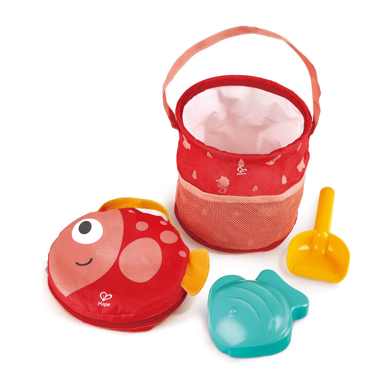 Hape Children's Folding Beach Bucket Set Boys and Girls Shovel and Small Bucket Toys Play Sand Playing Sand Digging Tools