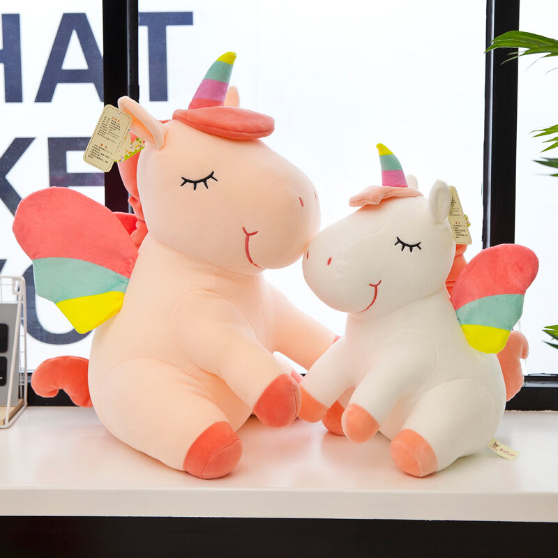 Cute Angel Unicorn Plush Toy Internet Popular Pink Girl's Heart Doll Pony Doll Pillow Children's Gift