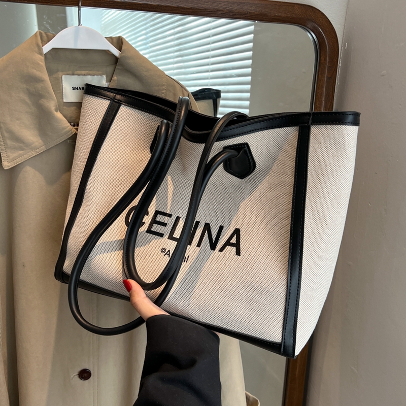 Large Capacity Canvas Bag Women's Summer High Grade Sense Fashion Shoulder Bag Internet Hot Tote Bag Work Commuter Bag