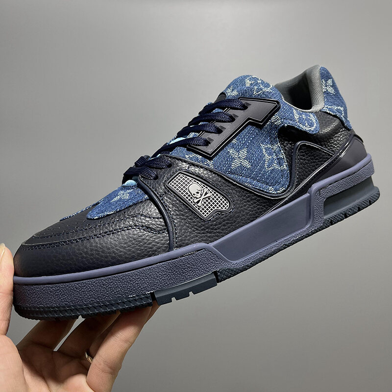 European Station Men's Shoes High-End Fashion Brand Spring New Leather Stitching Board Shoes Fashion All-Match Sports Leisure Shoes Men