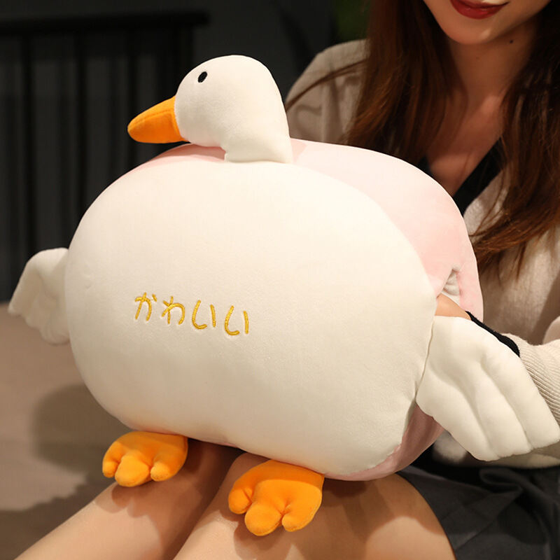 Funny Sand Carving Big White Geese Winter Hand Warming Doll Plush Toys Ragdoll Super Soft Throw Pillow Girl's Birthday Gift
