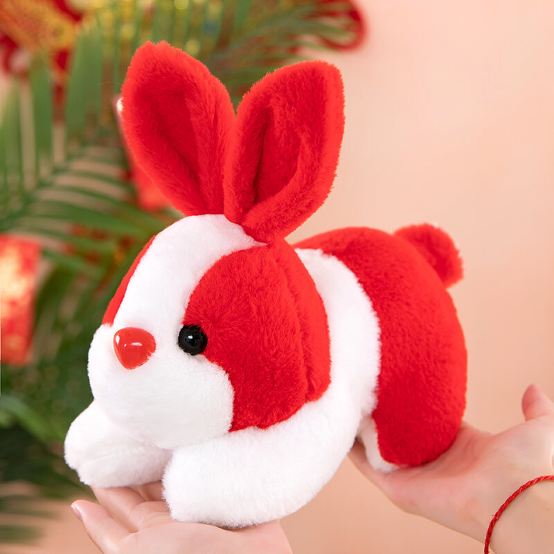 Year of Rabbit Mascot Doll Plush Toys Simulation Small Lying Rabbit Doll Kindergarten Class Meeting Annual Meeting Activity Gift