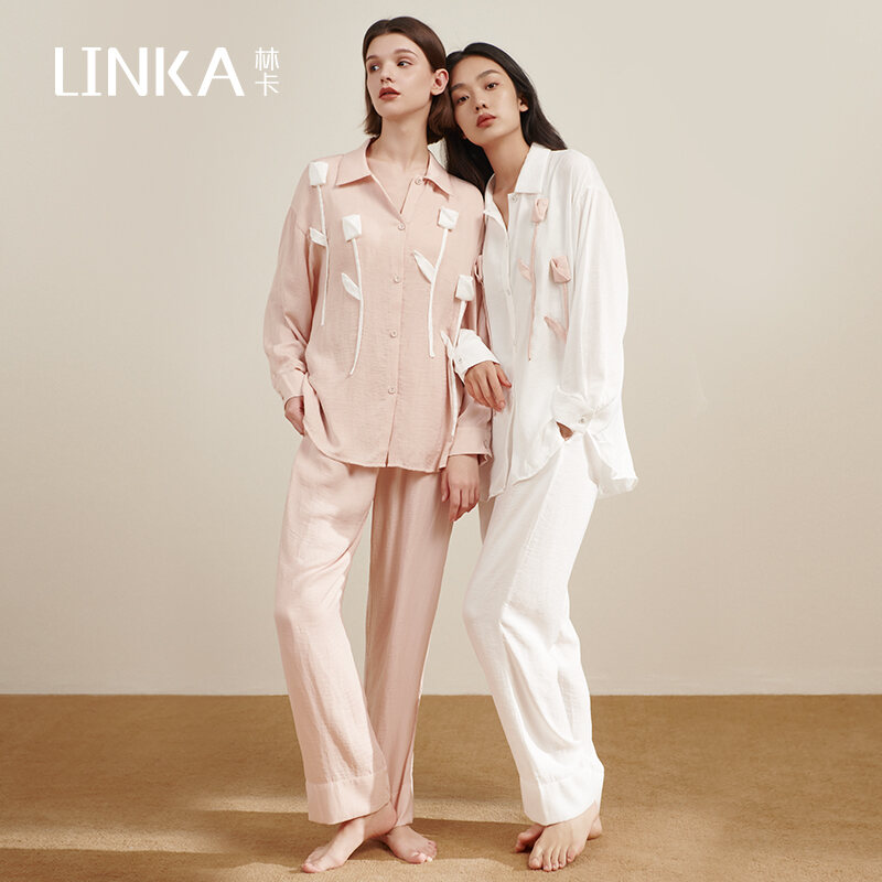 Linka Pajamas Women's Spring and Autumn 2023 New Long-Sleeved Autumn Girl's Outerwear Women's Spring Homewear Suit