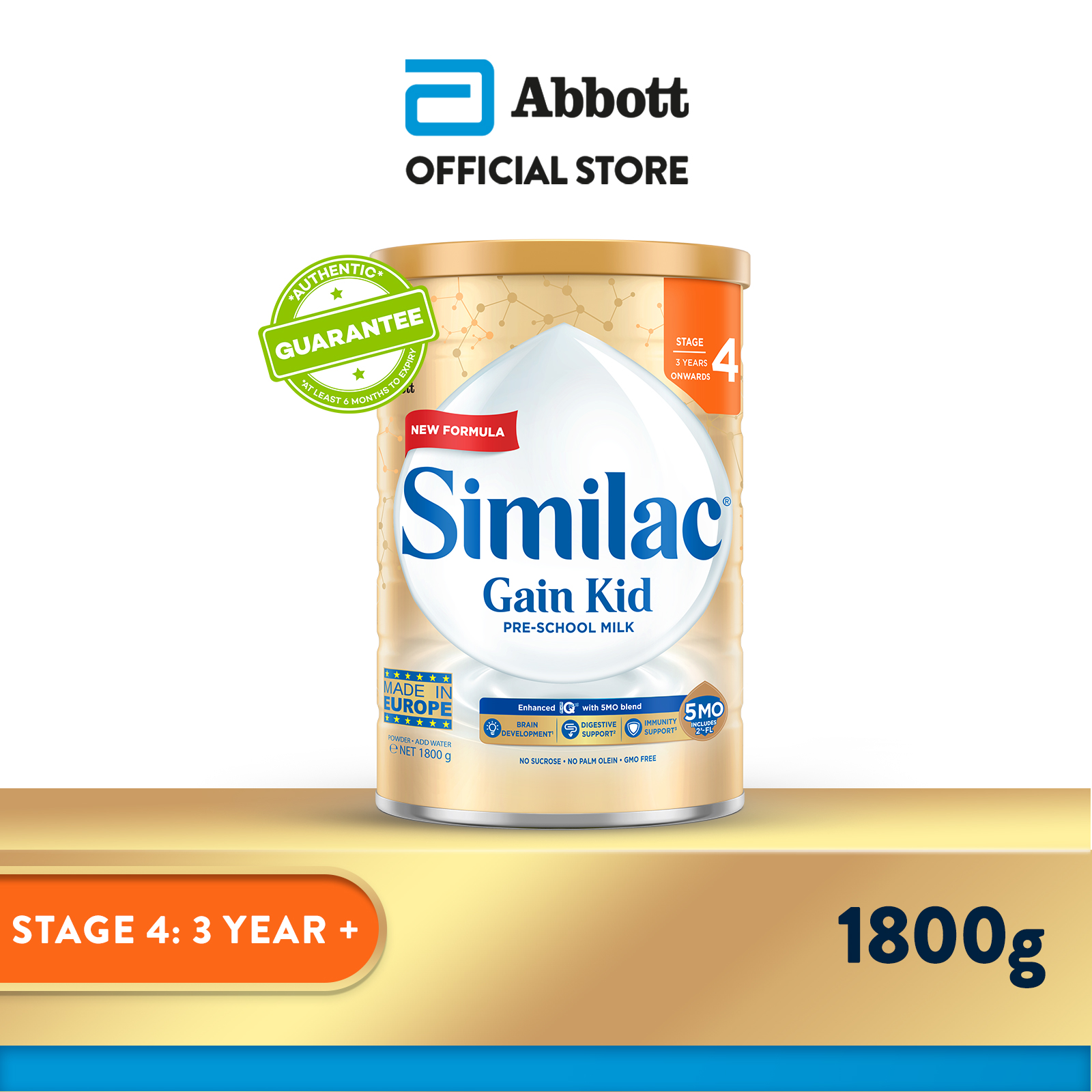 Similac Gain 5MO Stage 4 Kid Pre-school Milk Powder Formula 1.8kg (3 years onwards)