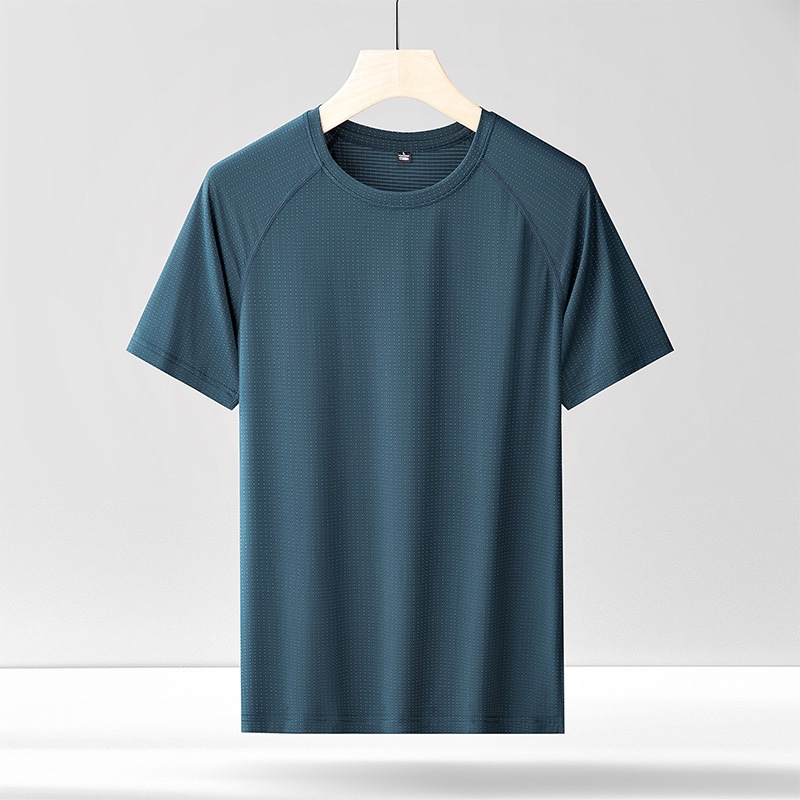 T- men's 23 summer new sports ice silk short-sleeved men's an style casual slim rod neck t high-end busess men's C423☏