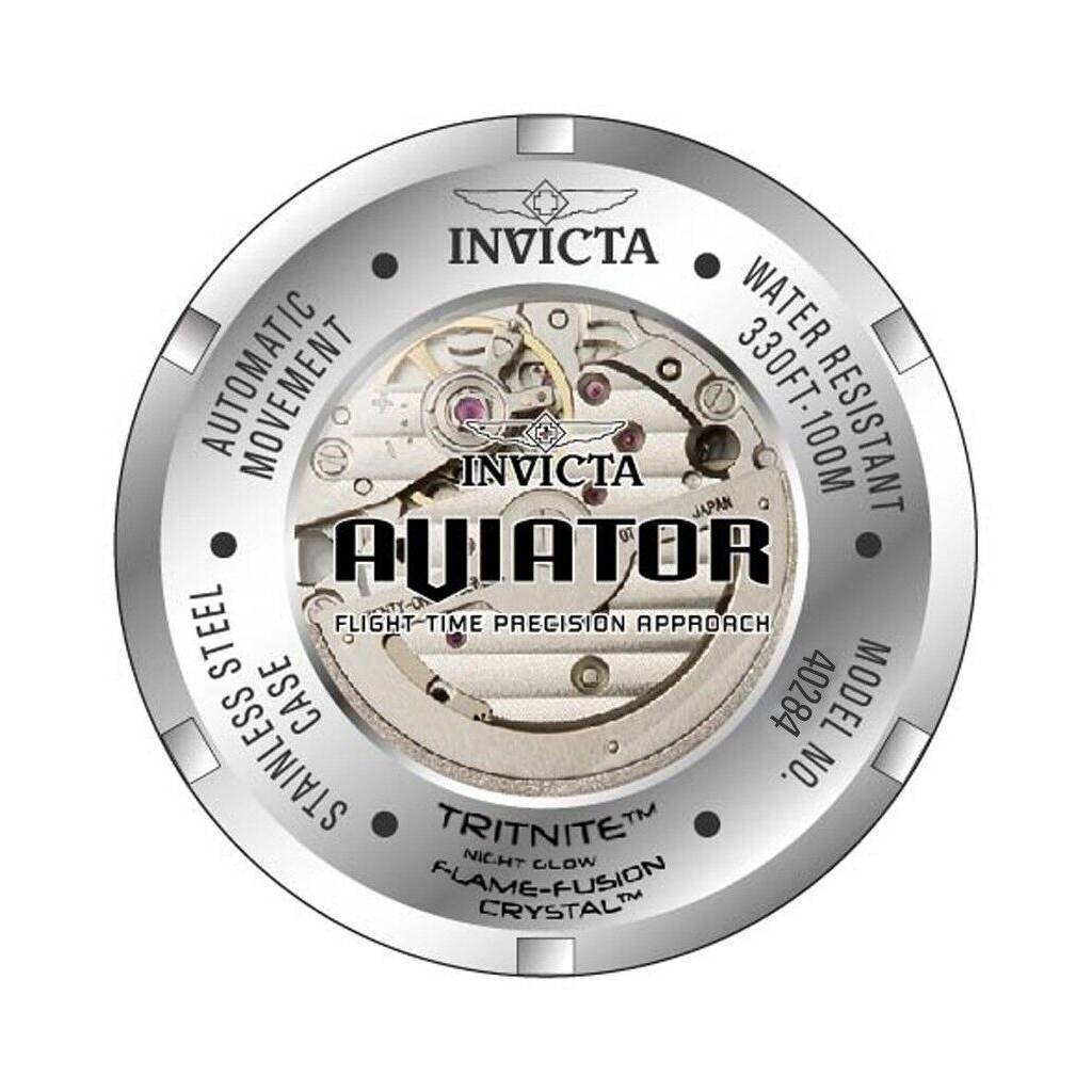 Invicta Aviator Silicone Black Dial Automatic 40284 100M Mens Watch
