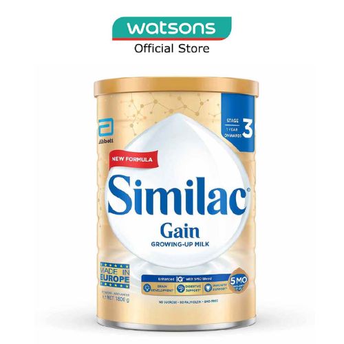 SIMILAC Gain 5Mo Stage 3 Growing Up Baby Milk Powder Formula (1 Year Onwards) 1800g