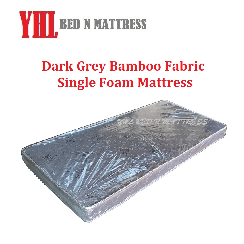 YHL Dark Grey Bamboo Fabric Single Foam Mattress