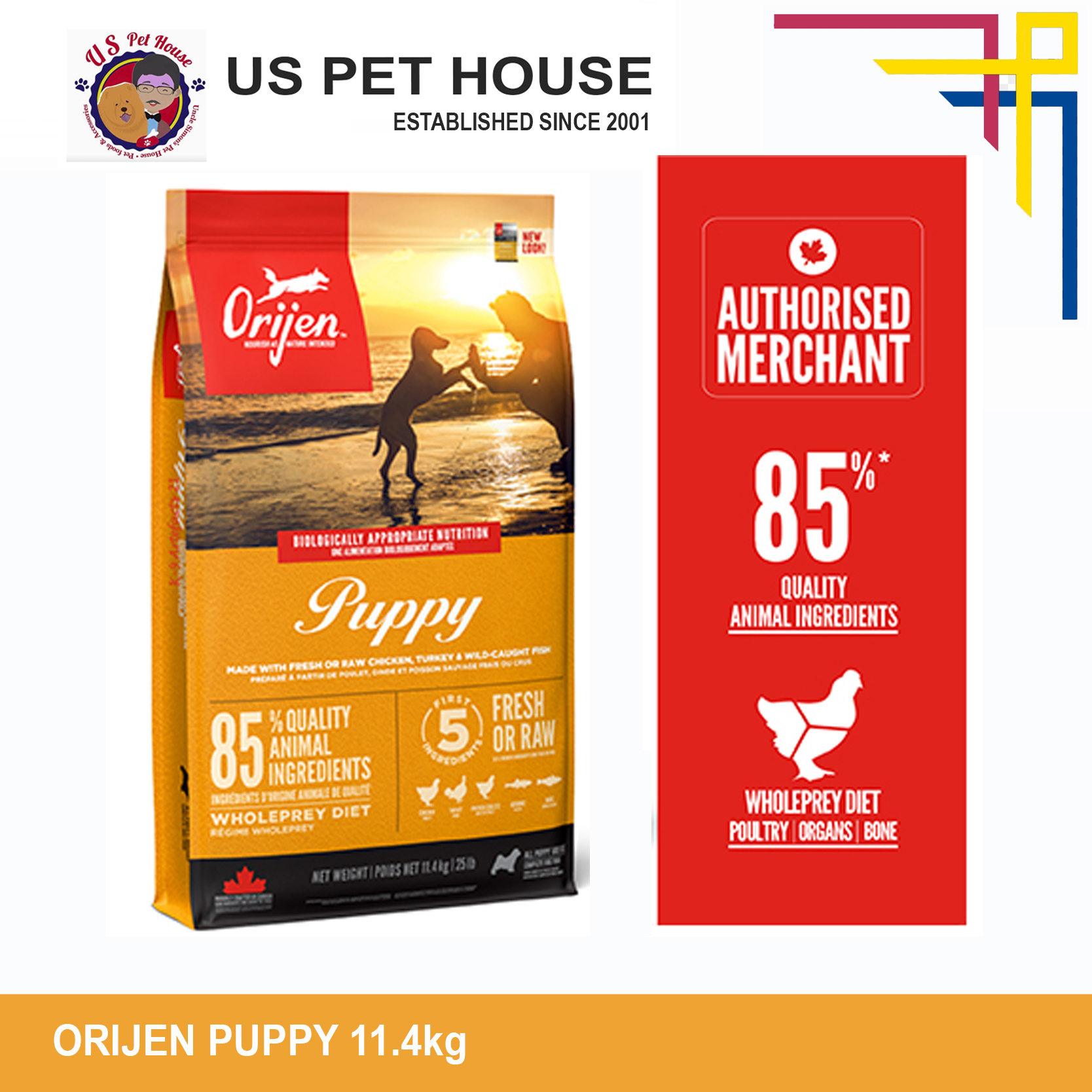 ORIJEN PUPPY DOG 11.4KG [While Stocks last: Free ORI SIX FISH 340g for every 11.4kg purchase]