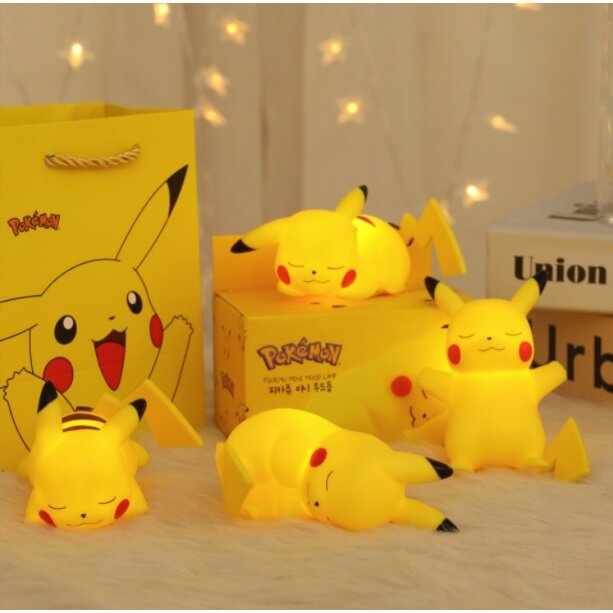 Pokemon Pikachu Night Lamp With Gift Box Bed Desk Decor Action Figure Doll Night Light
