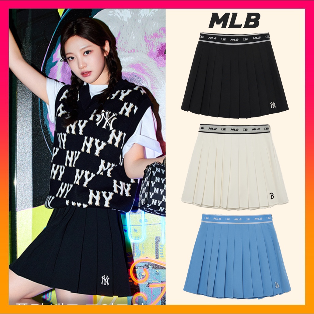 MLB X AESPA Women's Basic Small Logo Pleats Skirt (2023 NEW)