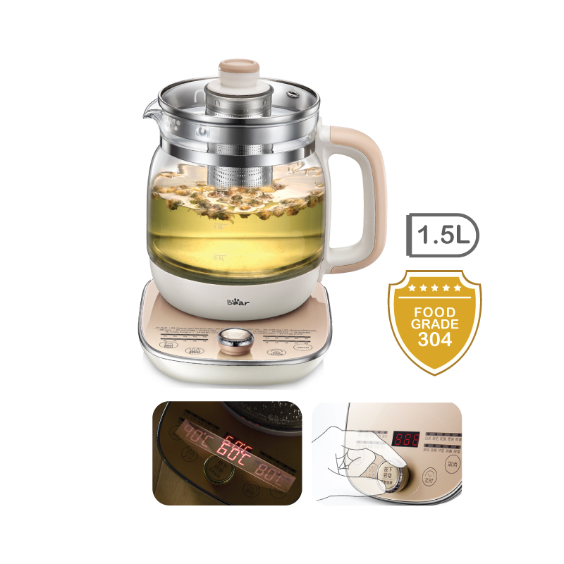 Bear Electric Health Kettle multi-function Kettle Tea Office  20 press function, 1.5L (YSH-A15W6)(Singapore 3-Pin Plug)