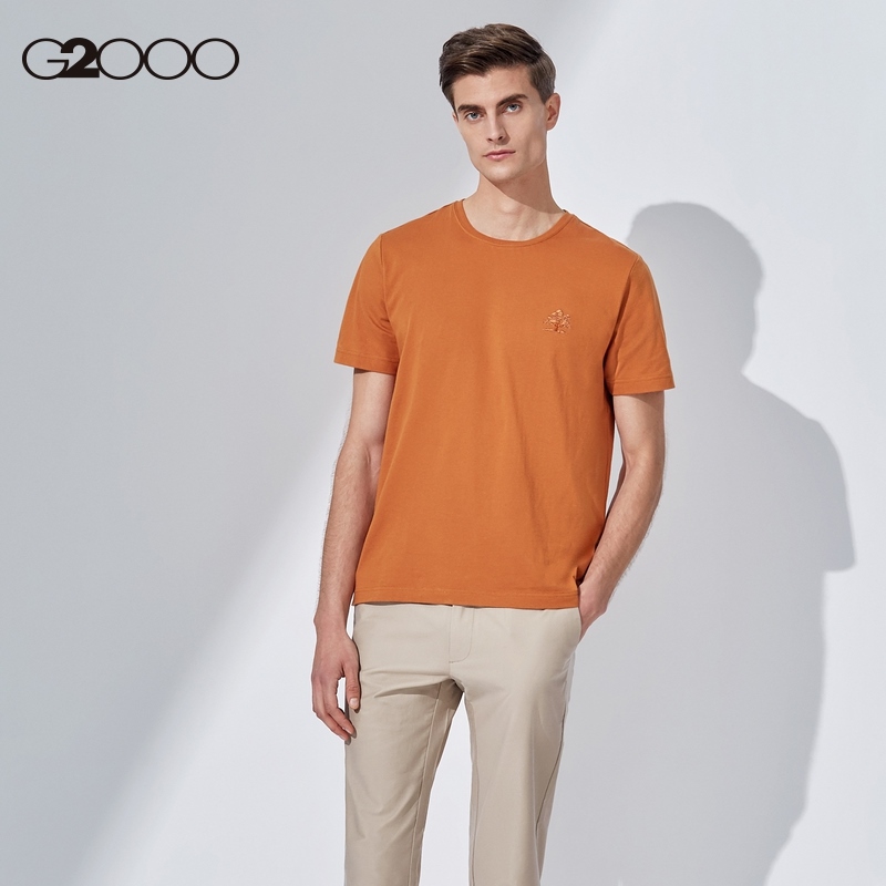♔ G2000 men's wear the same style as the shopping mall spring new fashion youth wear soft waxy multi-color round neck short-sleeved t-shirt men