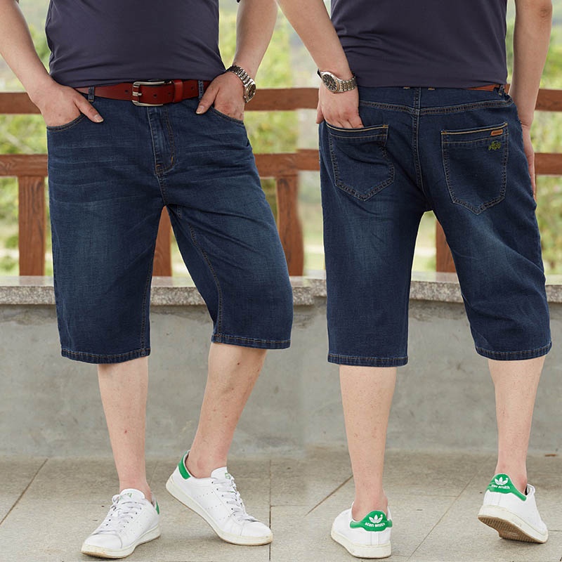 Plus Size Men's Denim Shorts Capri Jeans Stretchy Big Saiz 40 42 44 46 48