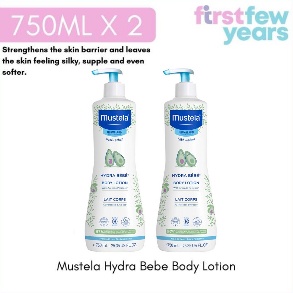 Mustela Hydra Bebe Body Lotion 750ml [UPSIZED] 1 / 2 / 3 / 4 Packs - By First Few Years (EXP 02/25]