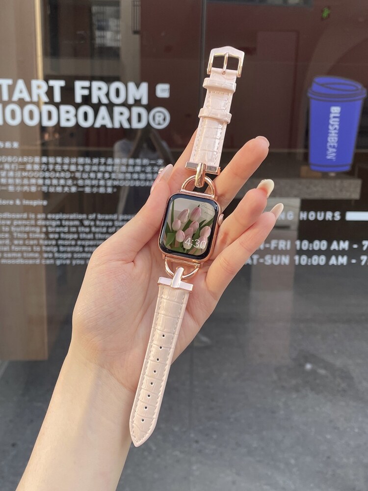✔❧❂ Soft pie iwatch8se represents women's high-end new leather for apple watch applewatch7