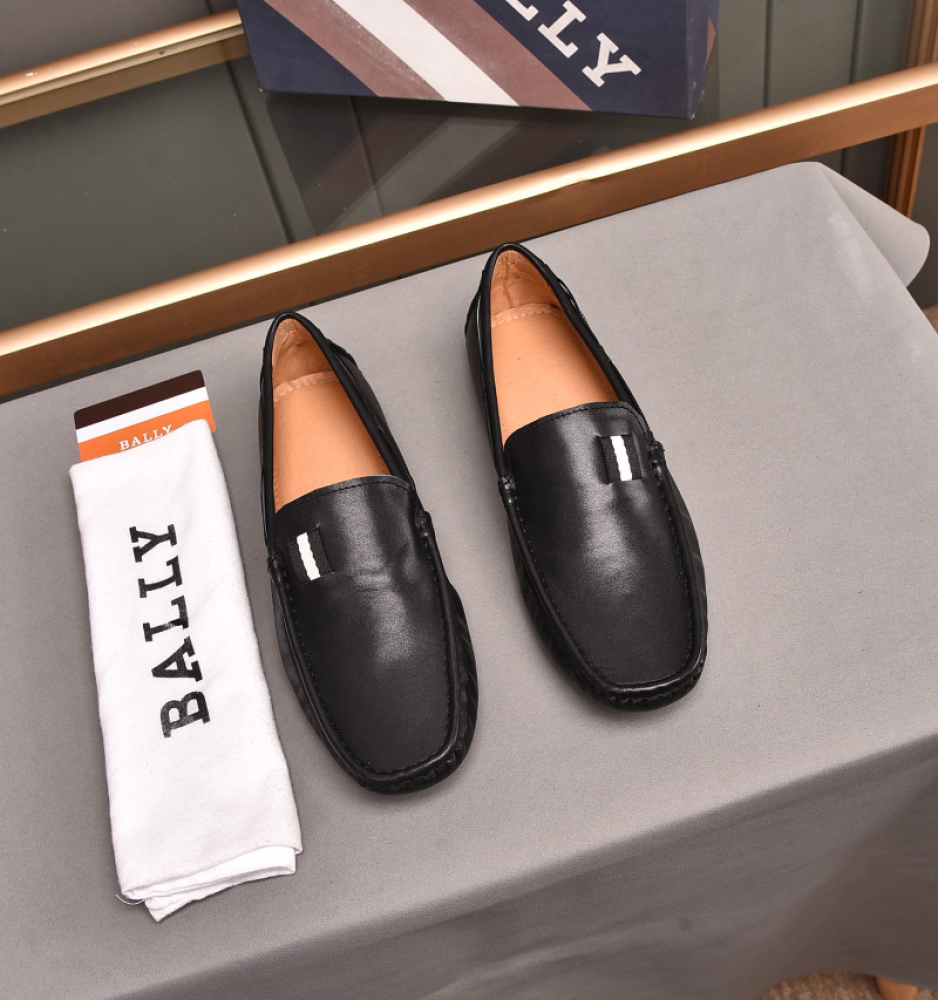 （Gift box packaging）Hermesˉ Men High Quality Original Bally Genuine Leather Loafers Men Casual Slip on Shoes Brand Flats Breathable Driving Shoes Plus Size