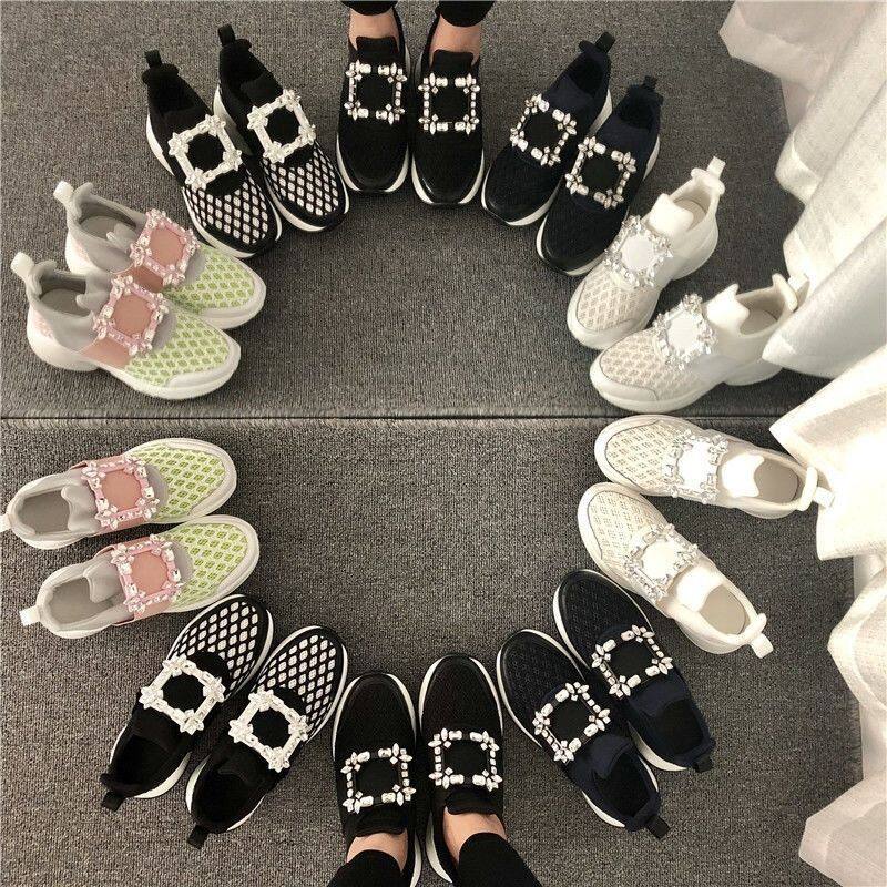 2023 Roger vivierˉSummer New Casual Rhinestone Mesh Breathable Fashion Versatile Dad Shoes