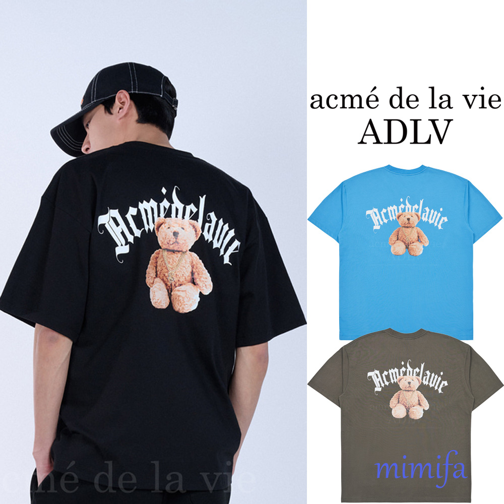 [acme de la vie] 2023 NEW BLACK PINK LISA GOLD CHAIN BEAR DOLL SHORT SLEEVE T-SHIRT ADLV OVERSIZED