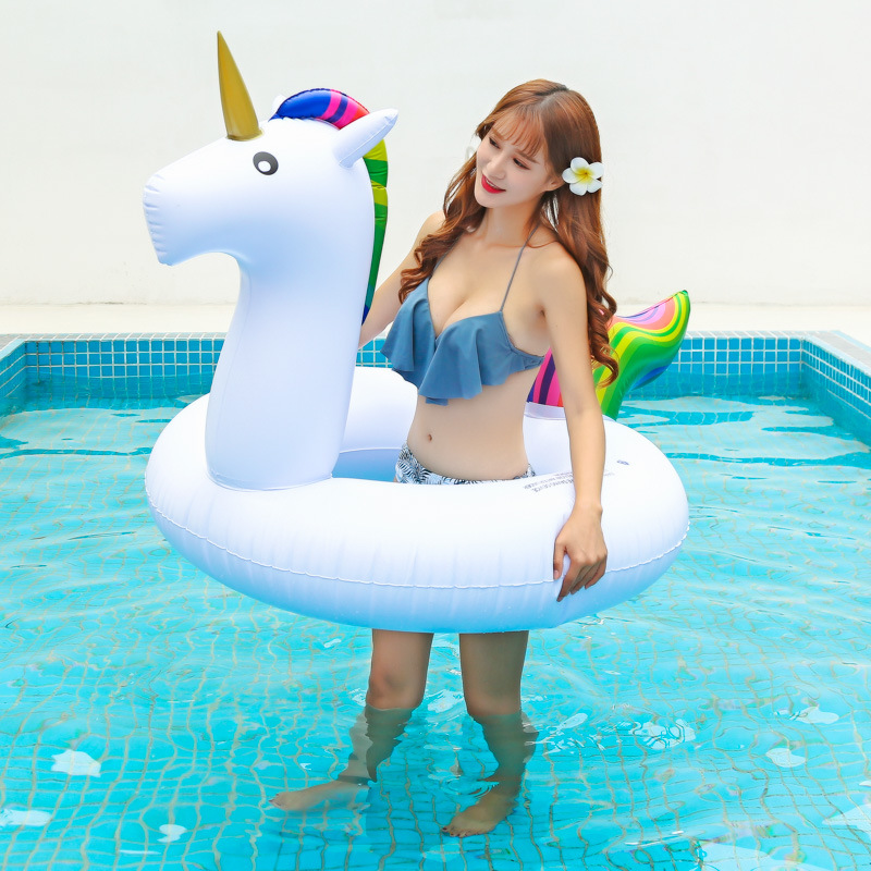 Rooxin Unicorn Flamingo Inflatable Circle Pool Float Swimming Ring for Kids Thick PVC Rubber Ring for Beach Pool Party Toy