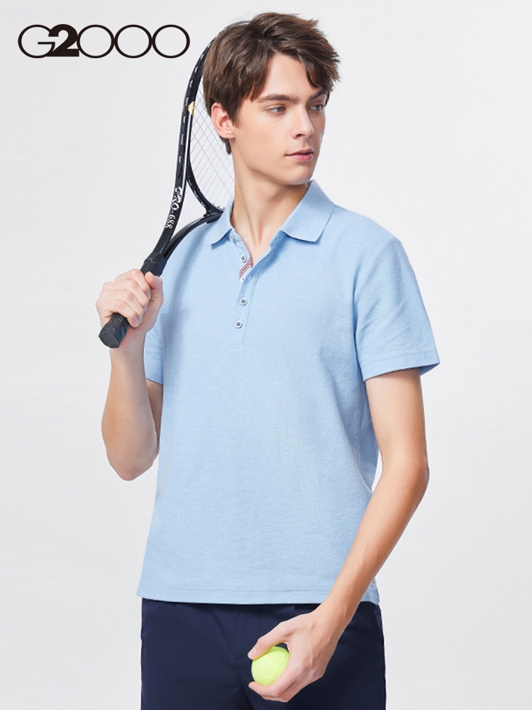 G2000 men's breathable spring and summer new business casual comfortable breathable T-shirt youth wear solid color polo shirt men