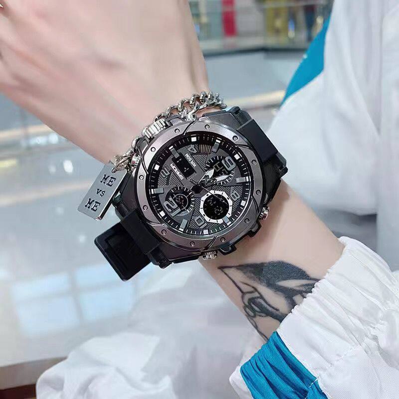 Multifunctional women's watch waterproof trend sports college generator watch men's high-end handsome black technology high