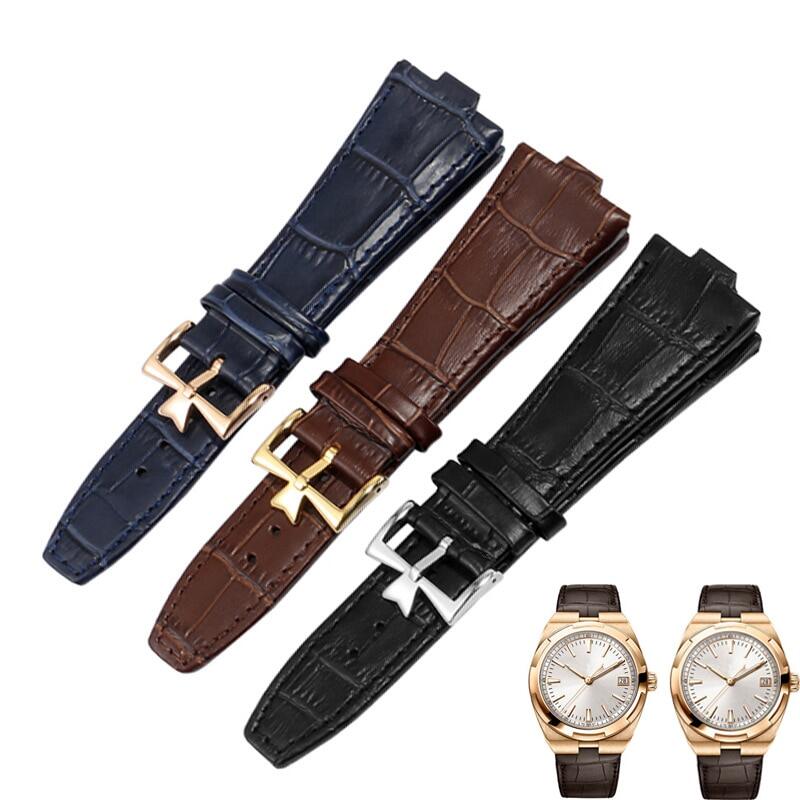 Genuine Leather Watchband For Vacheron Constantin OVERSEAS Series 4500V 5500V P47040 Buckle Men Watch Strap 25-8Mm