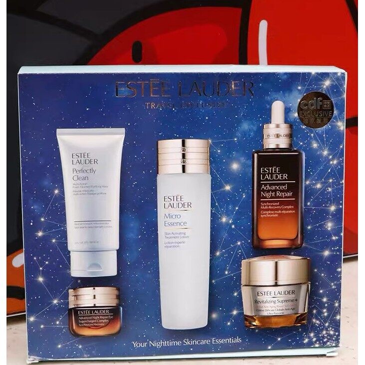 Estee Lauder Skin Care Set 5PCS Original Liquid +Small Brown Bottle + Multi-effect Cream + Cleansing + Eye Cream