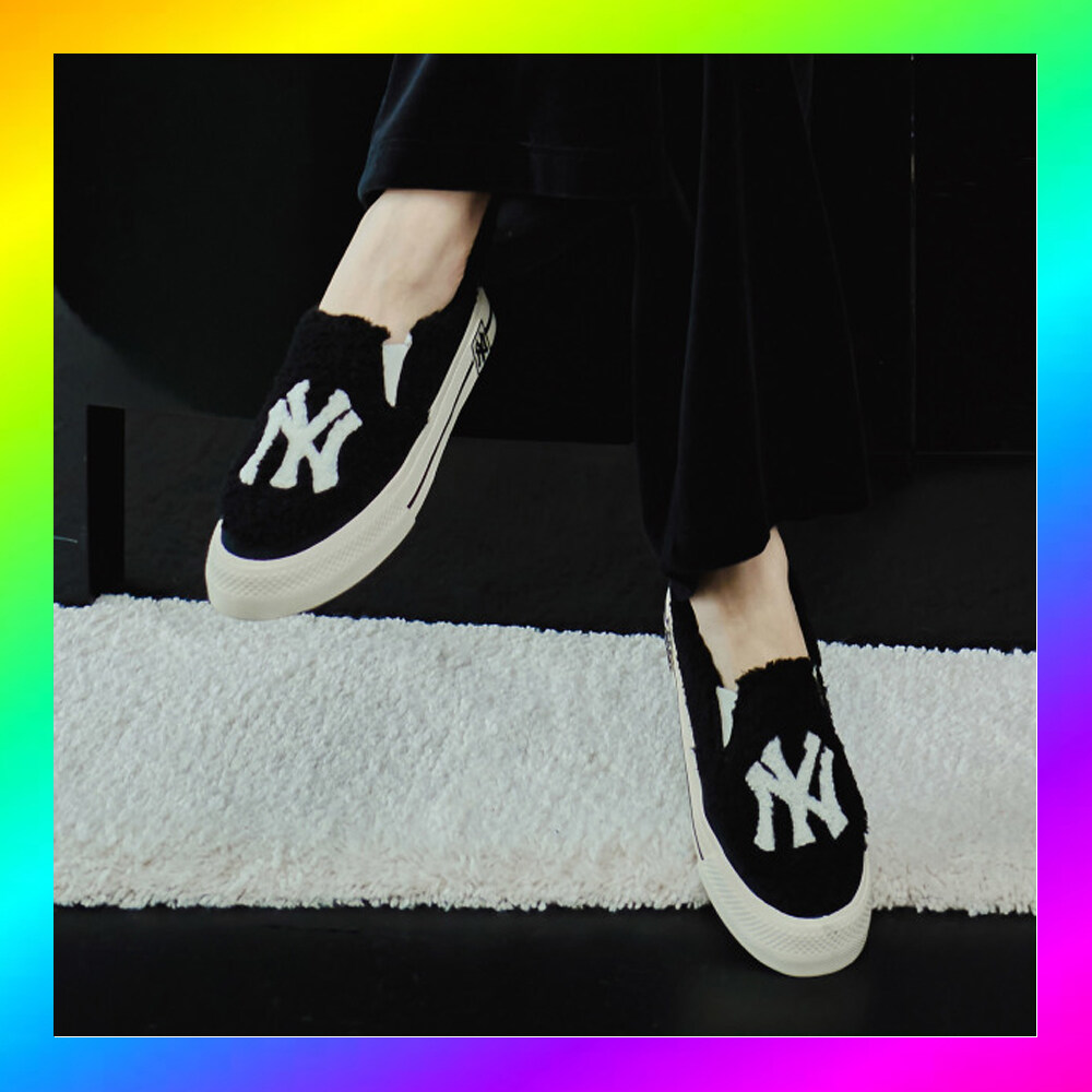 MLB Korea Unisex Sneakers Shoes Mule Fleece Basic LA Black