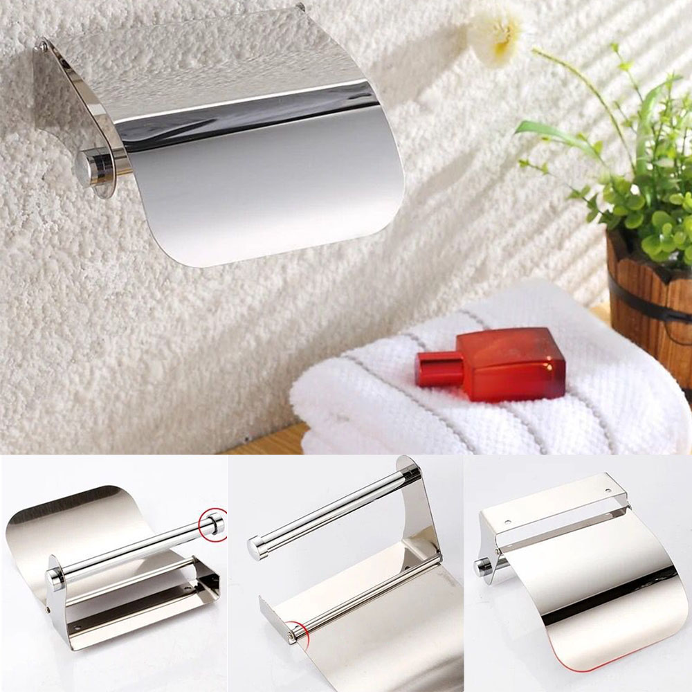 MEXIE Bathroom Supplies Wall Mounted Stainless Steel Box Roll Tissue Stand Dispensers Toilet Paper Holder