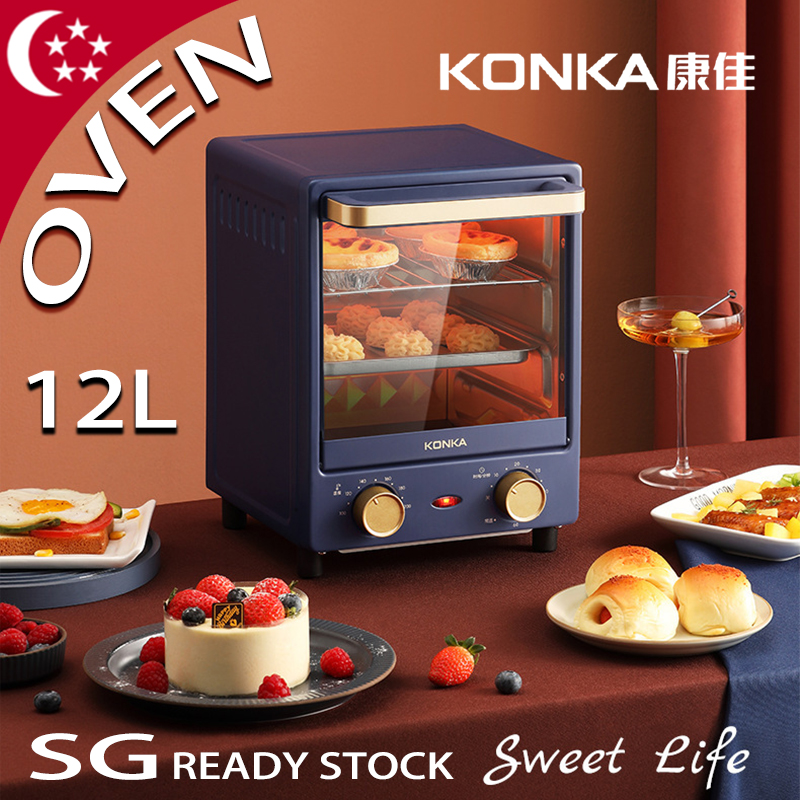 SG Ready Stock High Quality KONKA 12L Electric Oven Mini Vertical Multi Purpose Oven Three-Tier Kitchen Oven【KAO-L12】
