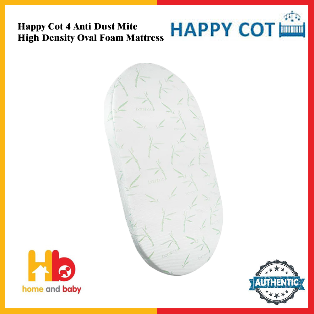Happy Cot 4" Anti Dust Mite High Density Oval Foam Mattress