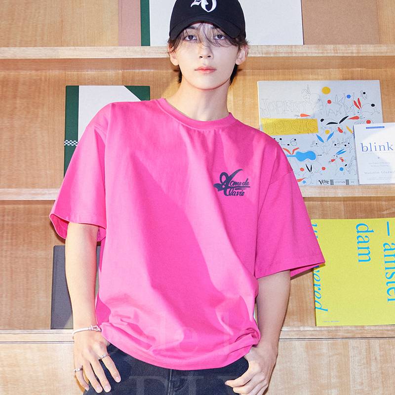 JEONGHAN Same Style ADLV 24SS New Simple and Versatile Back Logo Printed T-shirt