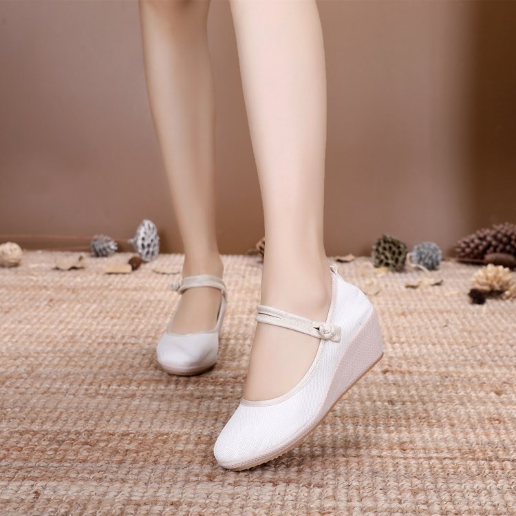 High-heeled nurse shoes spring and autumn 2023 new ethnic style women's singles non-slip dance shoes small white shoes soft bottom work shoes