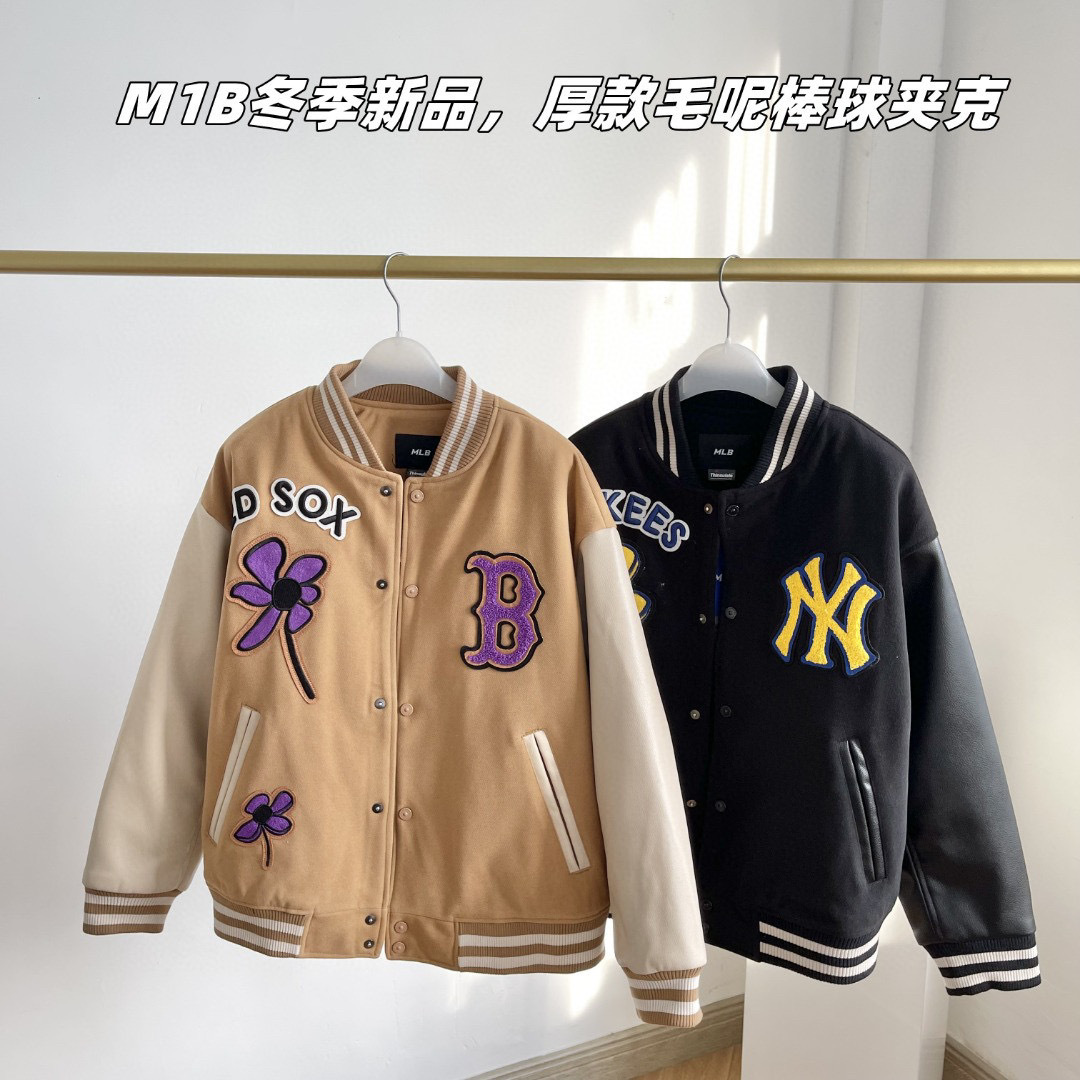 2023 New 2023 New MLB  Korean Style   Men and Women Couple Stitching Baseball Jacket Casual Wool All-Matching Jacket Autumn and Winter Full Label Letters 23