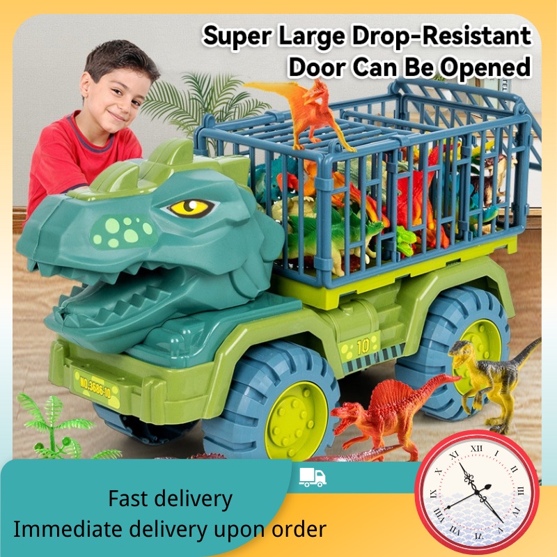 Dinosaur Transport Truck Playset, Large Size Tyrannosaurus Vehicle Carrier Car Toys for Kids,with 12 Dino Figures1