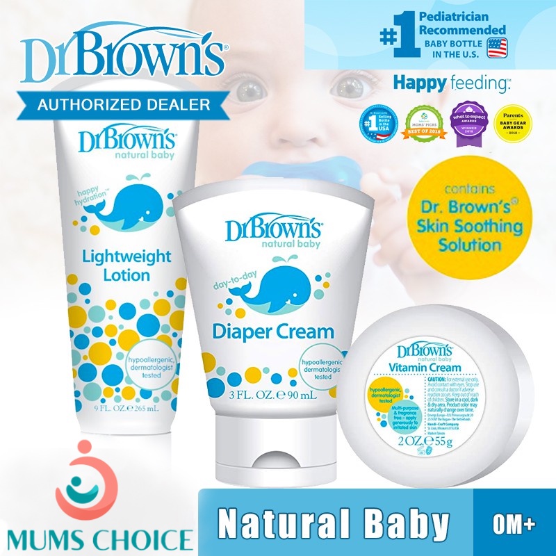 Dr Brown's Natural Baby Vitamin Cream, 2OZ/55G ,Lightweight Lotion , Diaper Cream