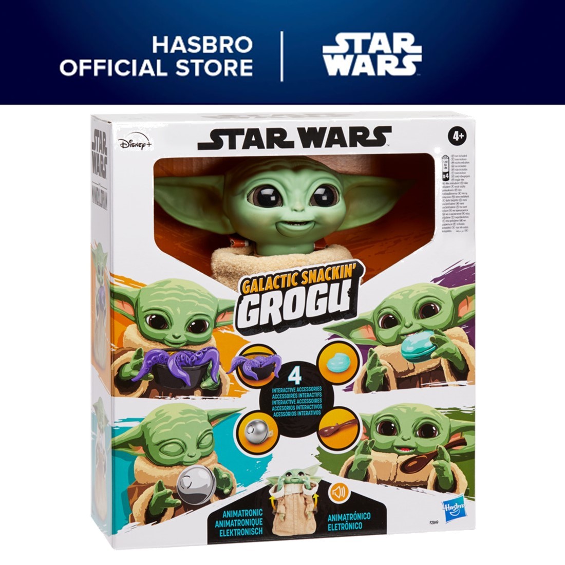 Star Wars Galactic Snackin’ Grogu 9.25-Inch-Tall Animatronic Toy, Over 40 Sound and Motion Combinations, Ages 4 and Up