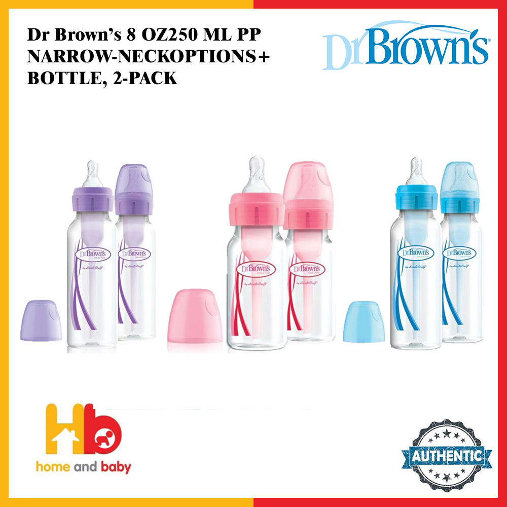 Dr Brown's 8 OZ/250 ML PP NARROW-NECK "OPTIONS+" BOTTLE , 2-PACK
