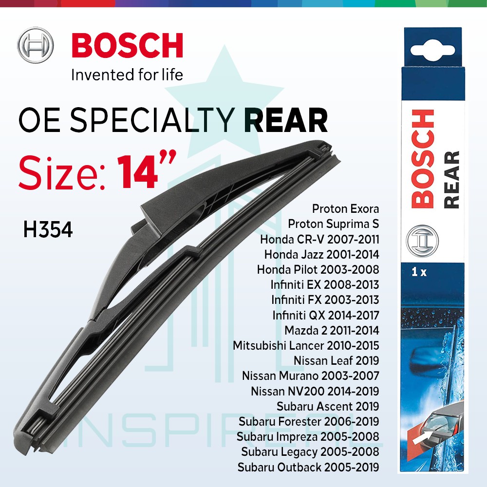 Bosch H354 Rear Wiper 14 inch for Fit， Jazz， CRV， Airwave， Freed， Kia Sportage , Subaru Impreza