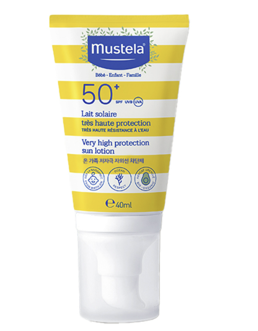 [MUSTELA] Very high protection sun lotion, baby sunscreen, kids sunscreen, fragrance free, SPF 50+, 40ml, 100ml