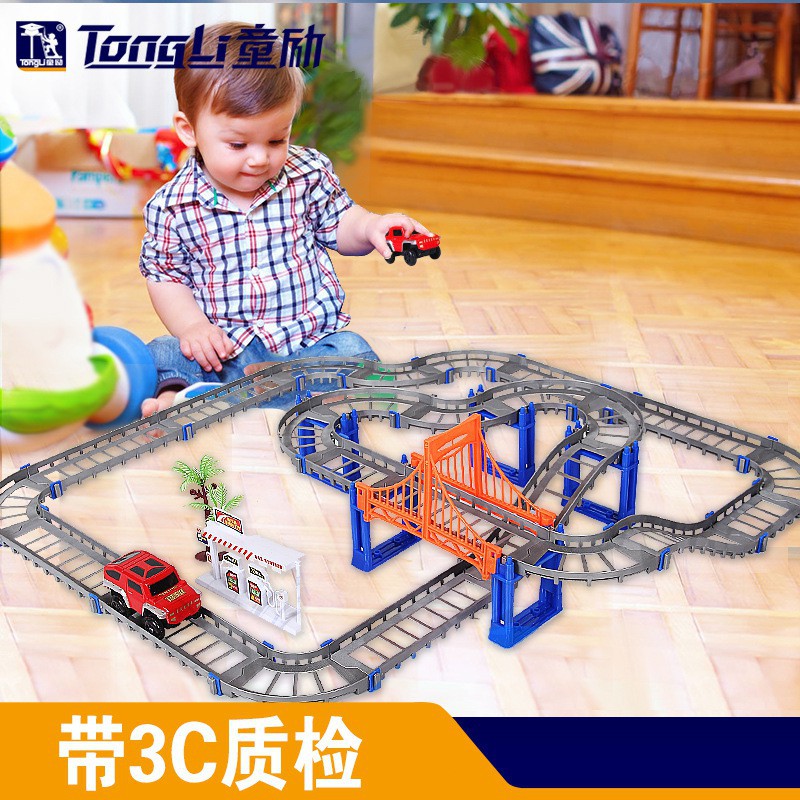 Children's Spiral Track Roller Coaster DIY Toy Electric Rail Car LuminousRacing PuzzleAssembled Toy Children Gifts