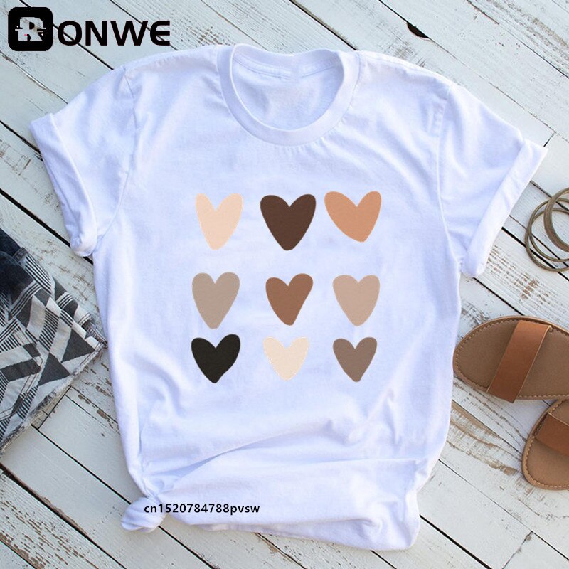 All Lives Matter Skin Tone Heart Graphic Fashion T-shirt Girl Black Queen Melanin 90s Female T-shirt Clothing,Drop Shipping