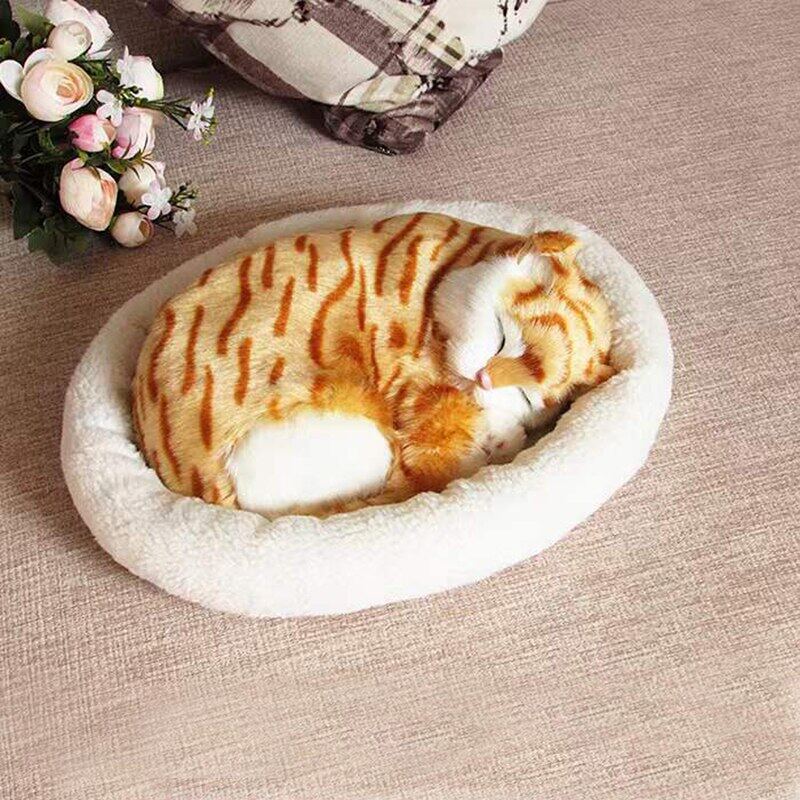 Realistic Black And White Cat Dog Breathing Sleeping Plush Toys Doll Electronic Companion Pets For Dementia Seniors S Kids