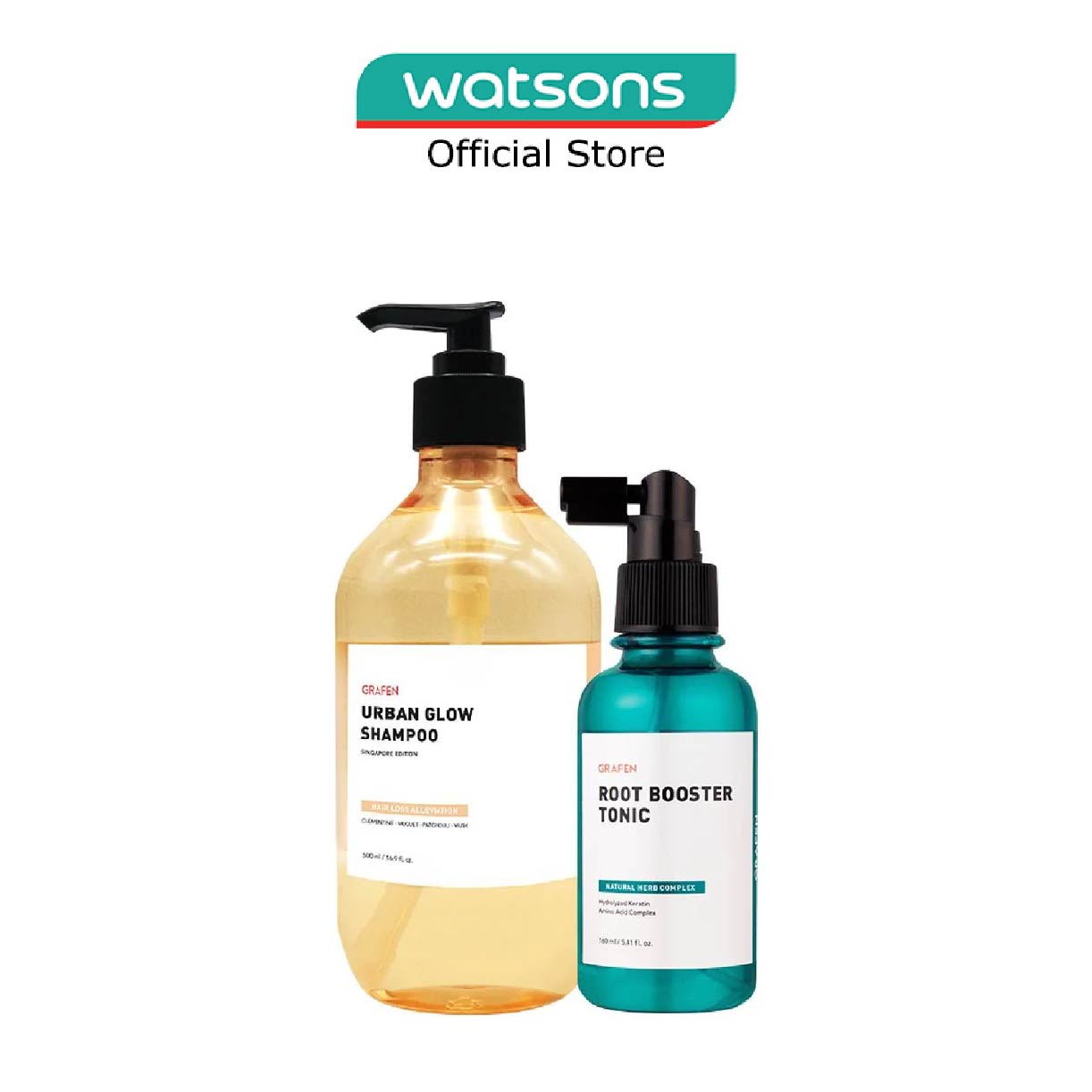 GRAFEN Urban Glow Shampoo (For Hair Loss Alleviation) 500Ml + Root Booster Tonic (Natural Herb Complex) 160Ml
