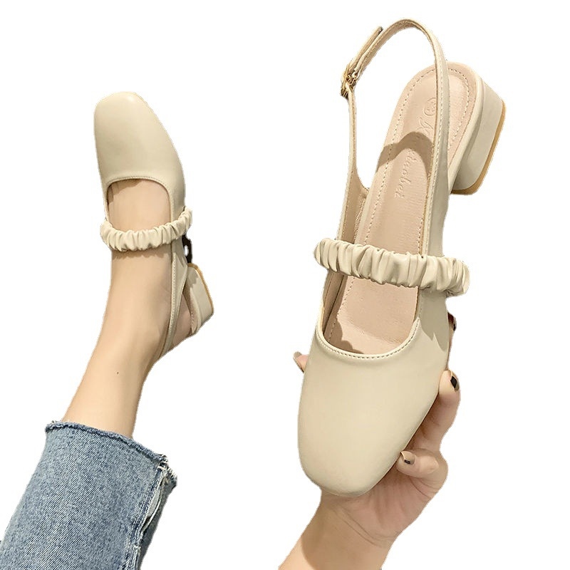 thick heel buckle high-heeled s women's 23 summer new fairy style women's shoes C427✵✆◊